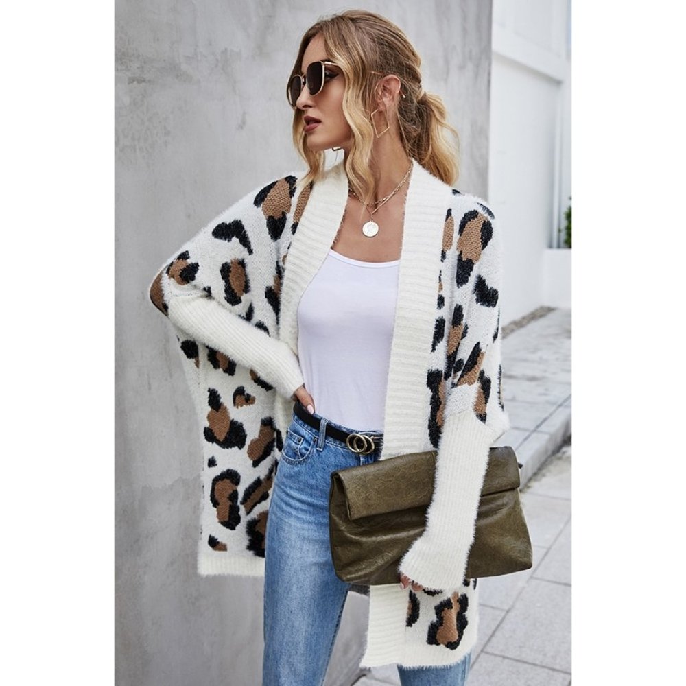 Cozy Boho Leopard Print Open Front Cardigan - Picture 5 of 8